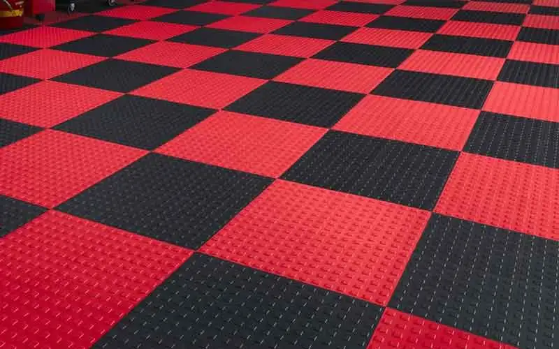 Features of Building Materials Eco-friendly Modular Colorful Interlocking Garage Floor Tiles PVC Industry Floor Indoor Usage